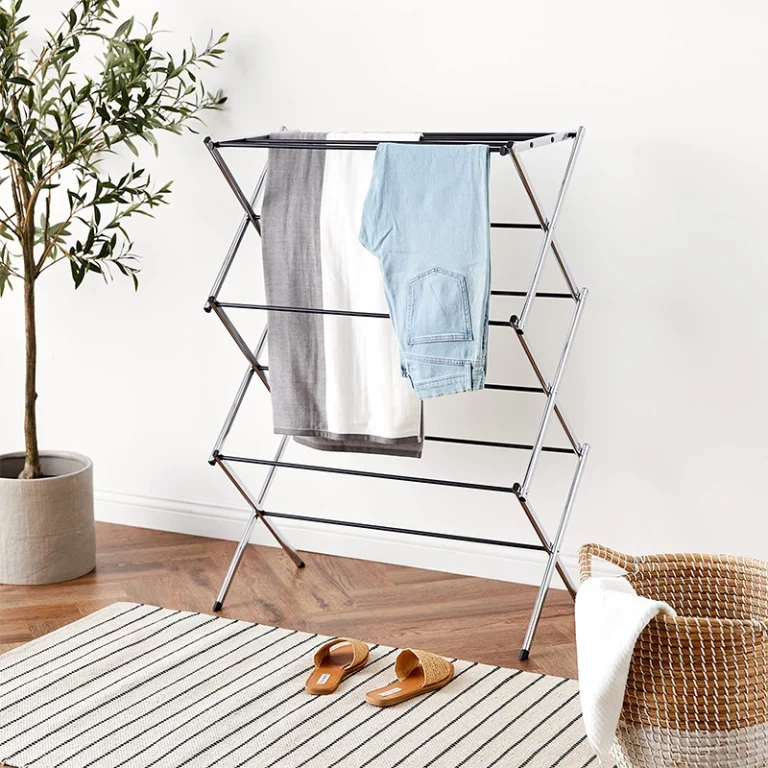 Basics Foldable Portable Laundry Rack for Air Drying Clothing, Indoor Outdoor Use 14.5D x 29.5W x 41.8 H, White1