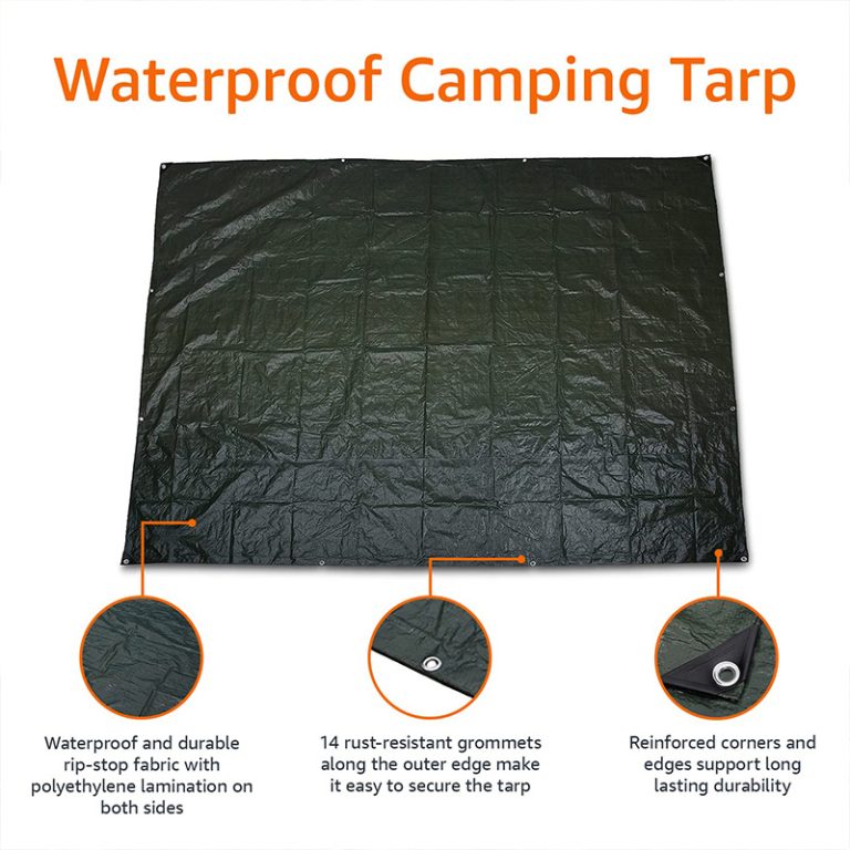 Basics Waterproof Camping Tarp, 9.5 Feet x 11