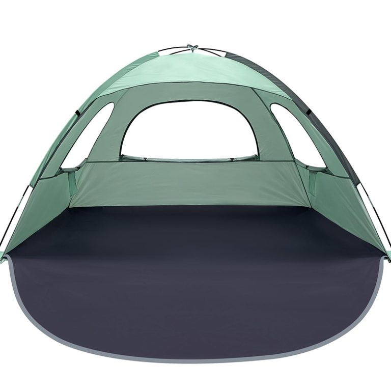 Beach Tent Anti-UV Portable Sun Shade Shelter for 3 4 6 8 Person, Extendable Floor with 3 Ventilating Mesh Windows Plus Carrying Bag, Stakes and Guy Lines1