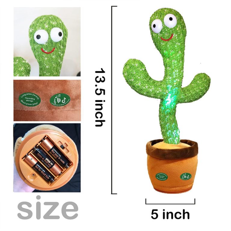 Dancing Talking Cactus Mimicking Toy,Talking Repeat Singing Sunny Cactus Toy 120 Pcs Songs for Baby 15S Record Your Sound Sing+Dancing+Recording+LED 4