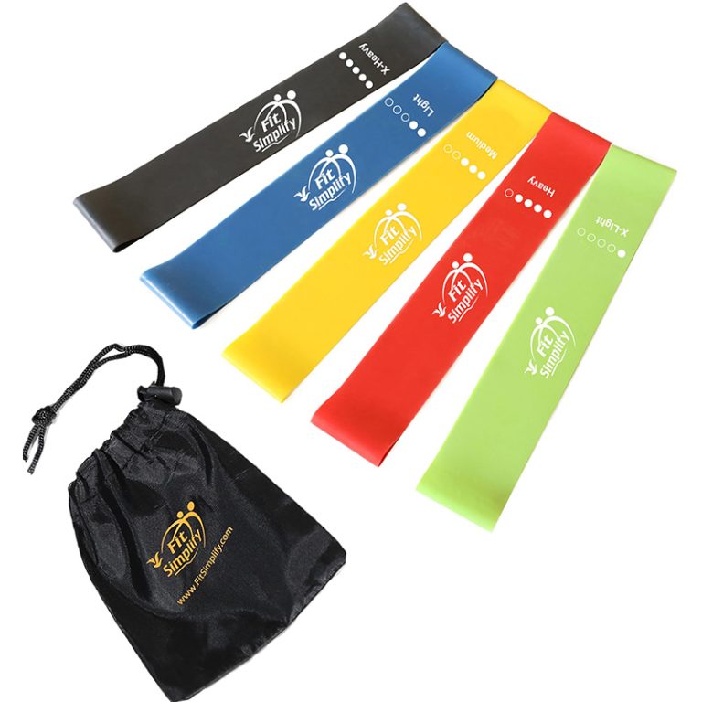 Fit Simplify Resistance Loop Exercise Bands with Instruction Guide and Carry Bag, Set of 5 1