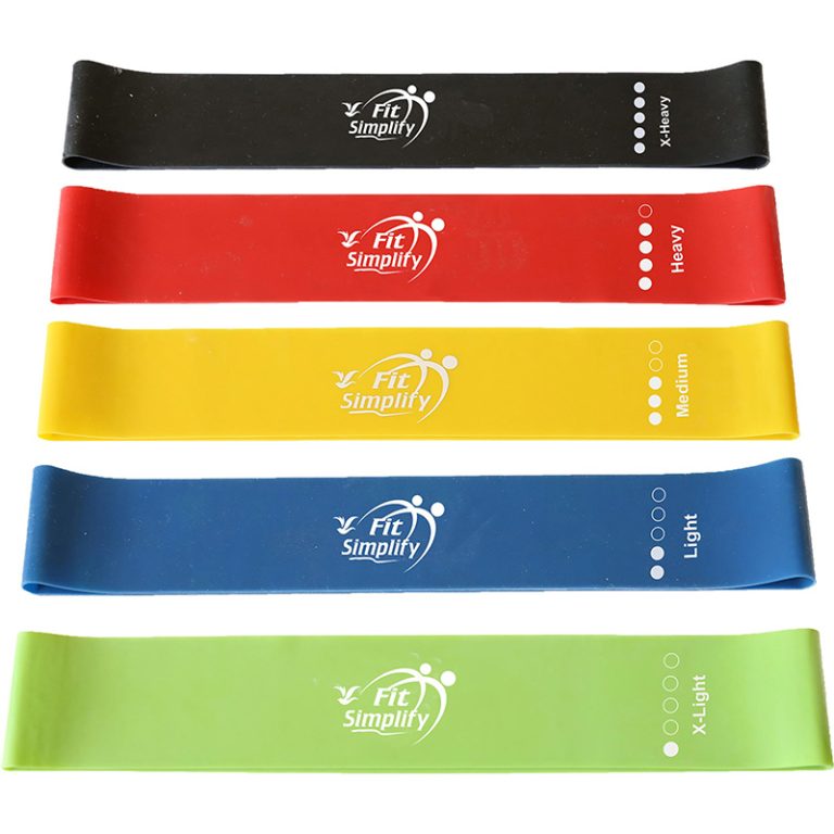 Fit Simplify Resistance Loop Exercise Bands with Instruction Guide and Carry Bag, Set of 5 2