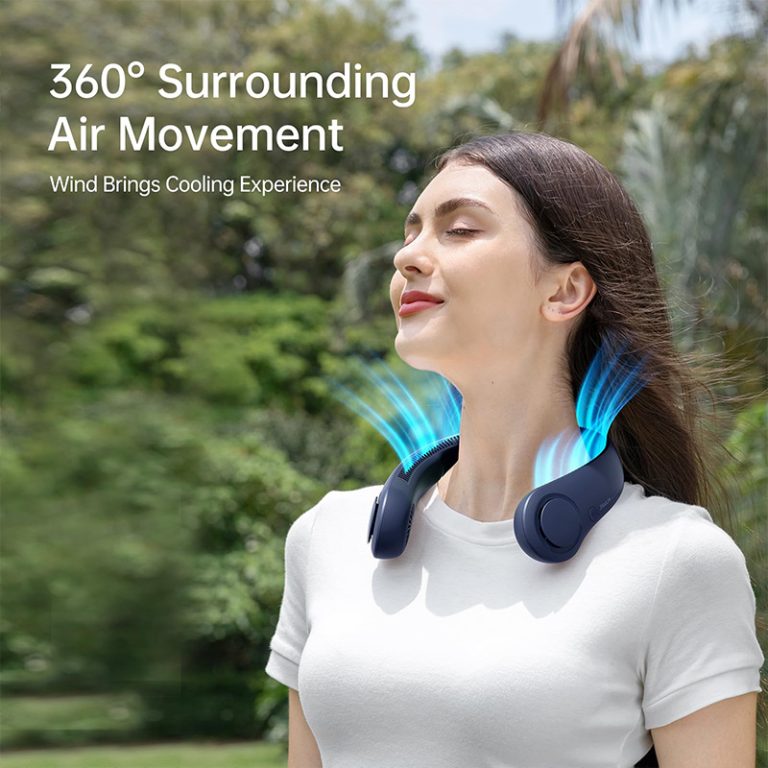 Portable Neck Fan, Hands Free Bladeless Fan, 5 Speeds, 4000 mAh Battery Operated Wearable Personal Fan, Twistable,1